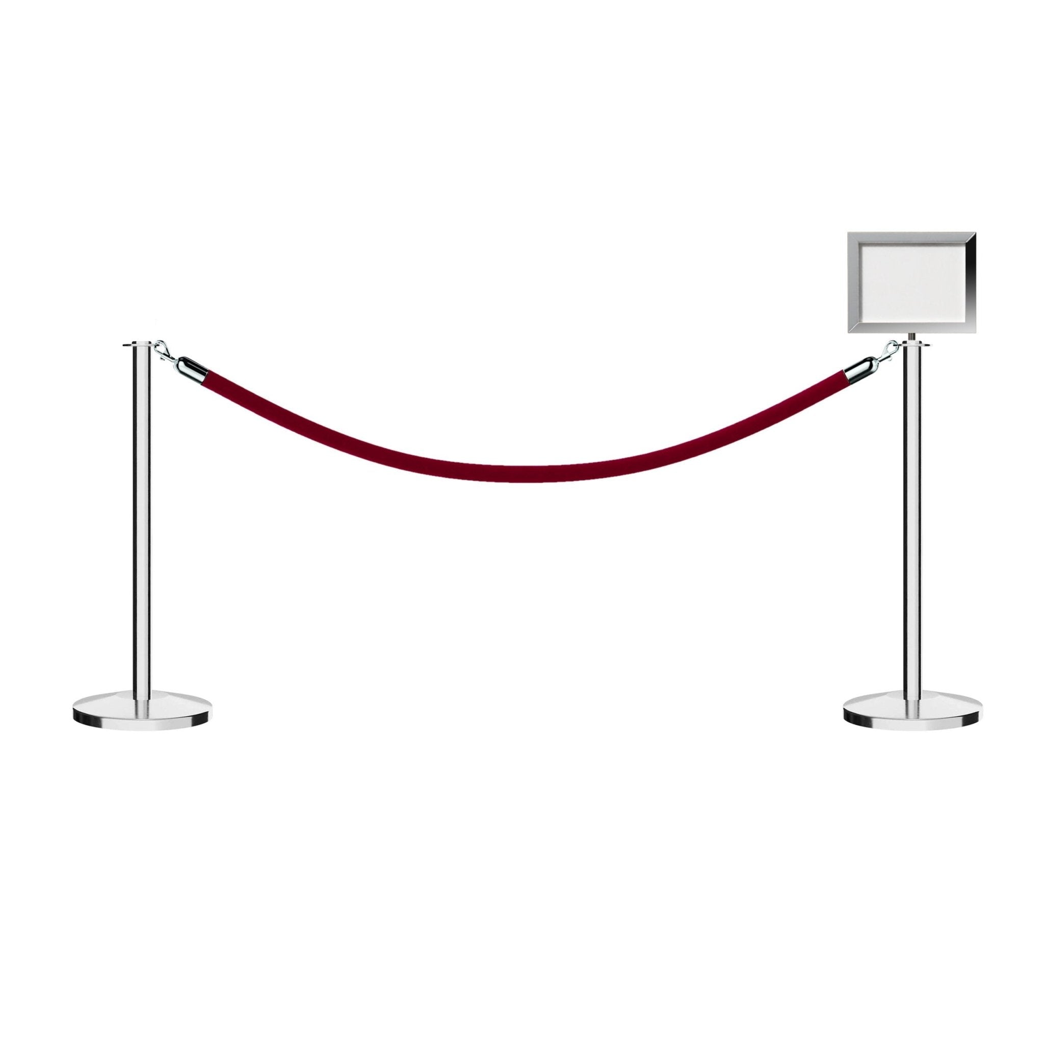 Flat Top Post and Rope Stanchion Kit with Sign Frame - Montour Line - Crowd Control Warehouse
