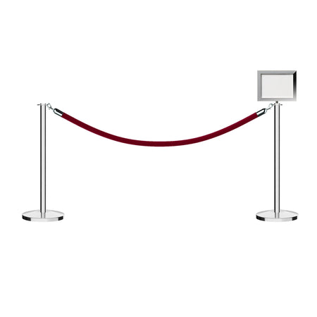 Flat Top Post and Rope Stanchion Kit with Sign Frame - Montour Line - Crowd Control Warehouse