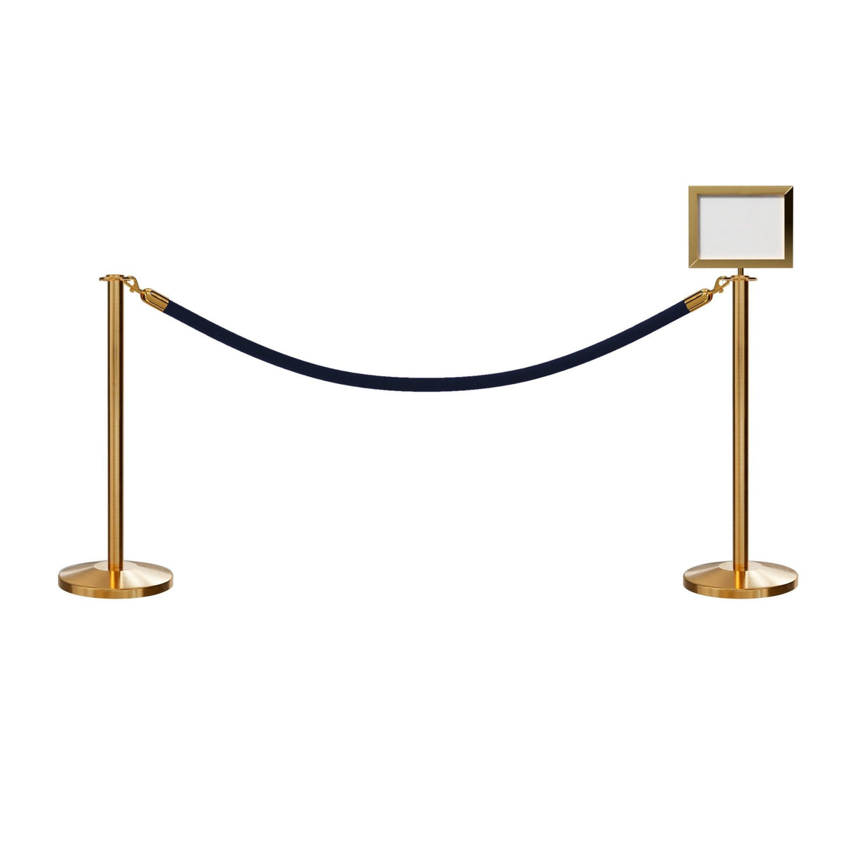 Flat Top Post and Rope Stanchion Kit with Sign Frame - Montour Line - Crowd Control Warehouse