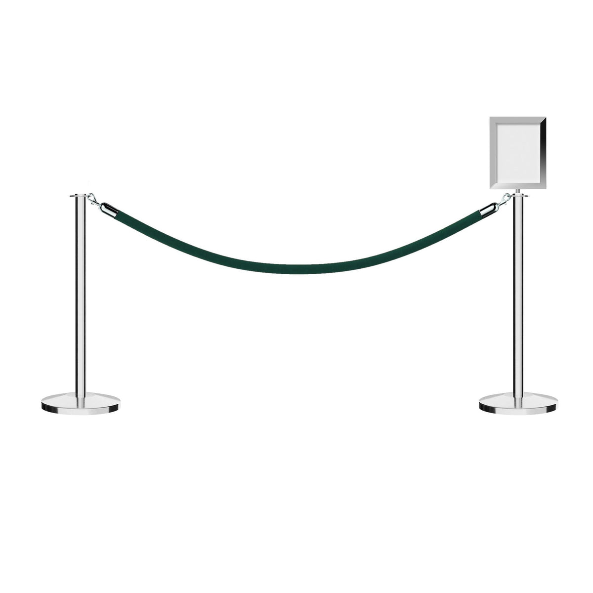 Flat Top Post and Rope Stanchion Kit with Sign Frame - Montour Line - Crowd Control Warehouse