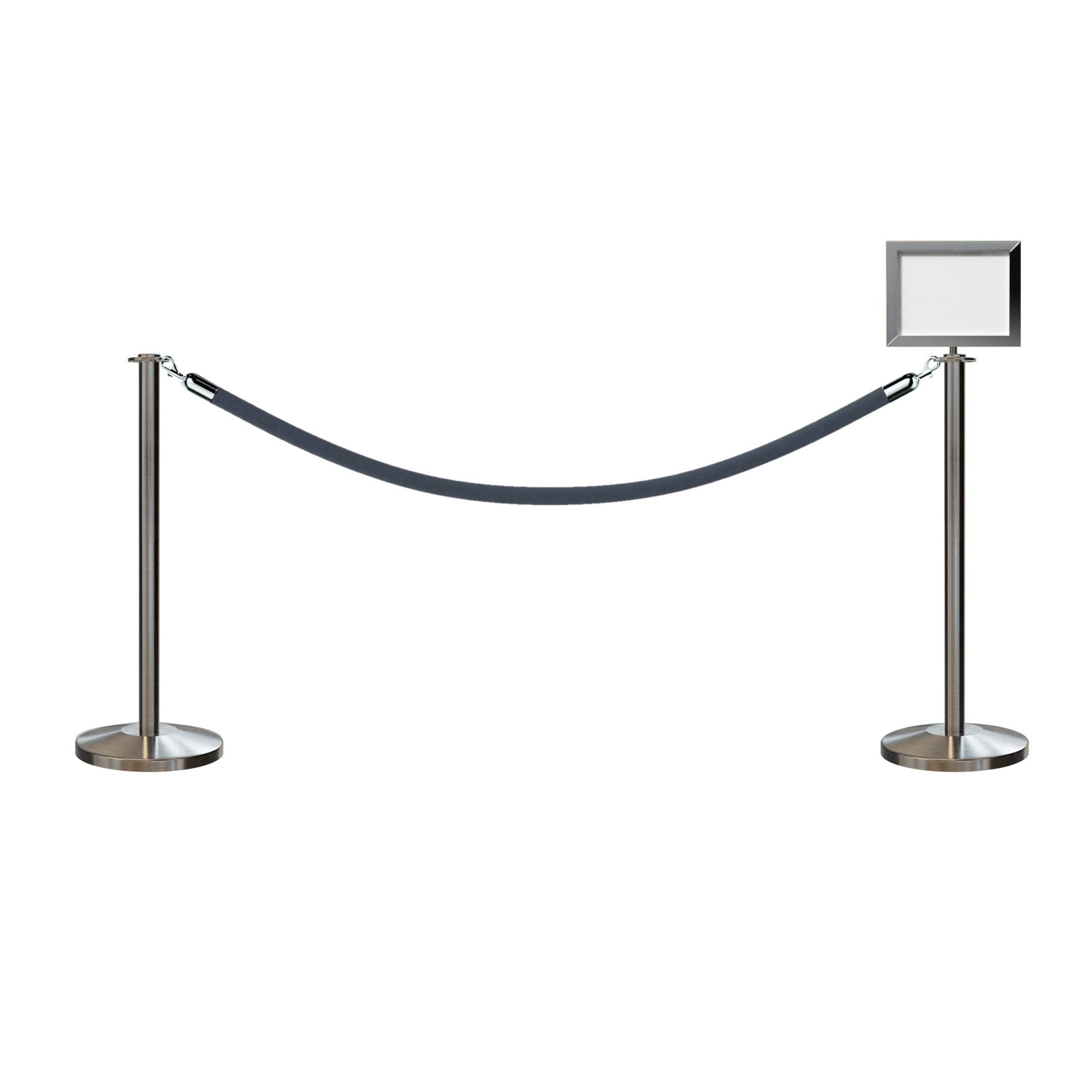 Flat Top Post and Rope Stanchion Kit with Sign Frame - Montour Line - Crowd Control Warehouse
