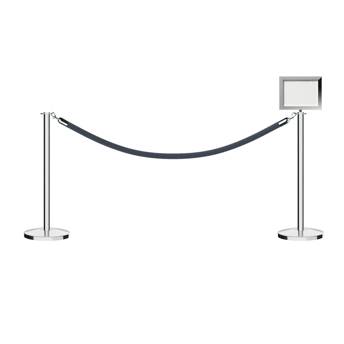 Flat Top Post and Rope Stanchion Kit with Sign Frame - Montour Line - Crowd Control Warehouse