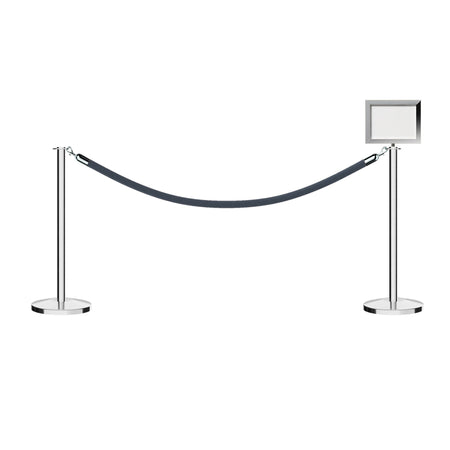 Flat Top Post and Rope Stanchion Kit with Sign Frame - Montour Line - Crowd Control Warehouse