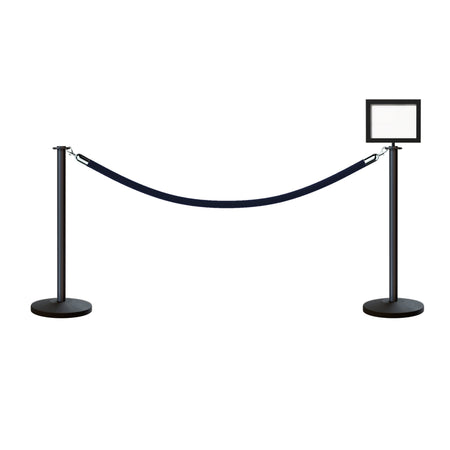 Flat Top Post and Rope Stanchion Kit with Sign Frame - Montour Line - Crowd Control Warehouse