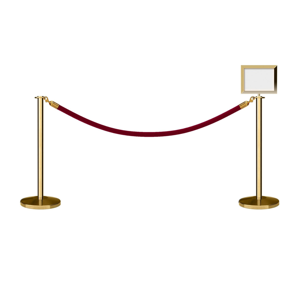 Flat Top Post and Rope Stanchion Kit with Sign Frame - Montour Line - Crowd Control Warehouse