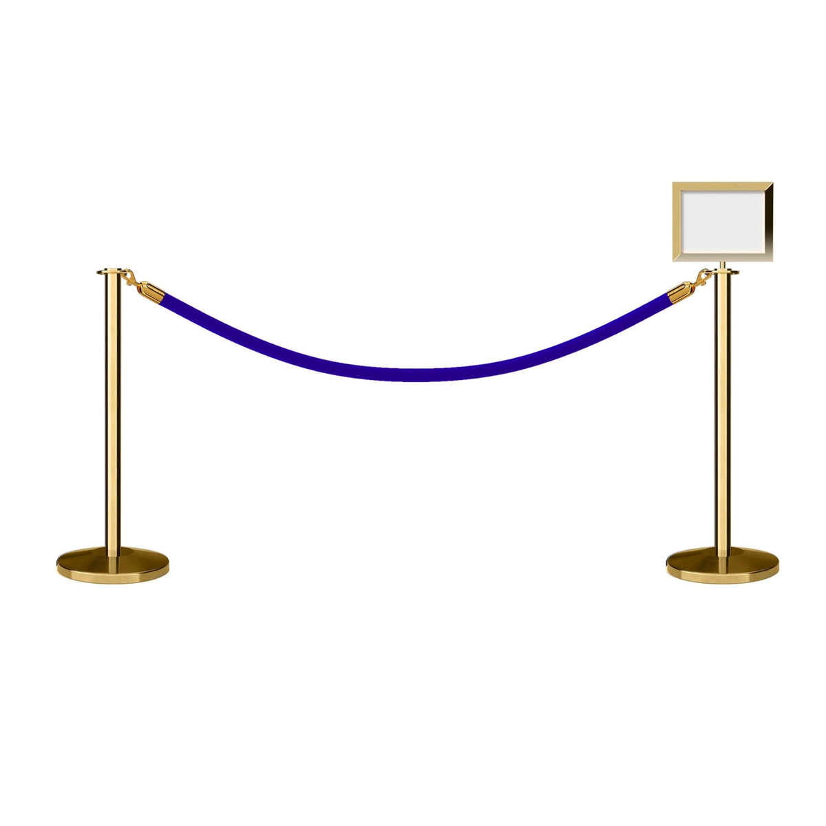 Flat Top Post and Rope Stanchion Kit with Sign Frame - Montour Line - Crowd Control Warehouse