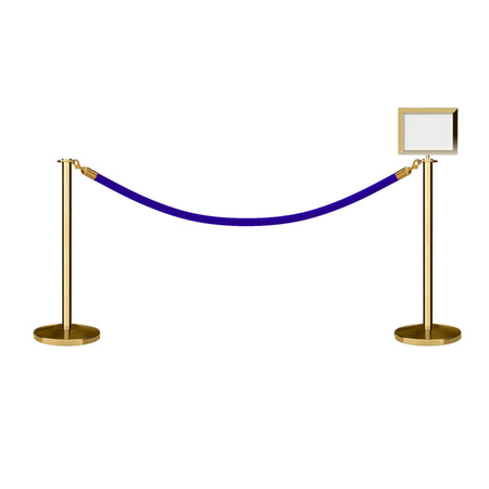 Flat Top Post and Rope Stanchion Kit with Sign Frame - Montour Line - Crowd Control Warehouse