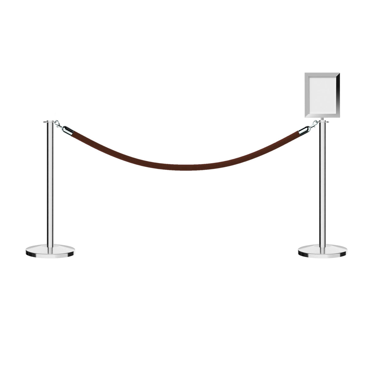 Flat Top Post and Rope Stanchion Kit with Sign Frame - Montour Line - Crowd Control Warehouse