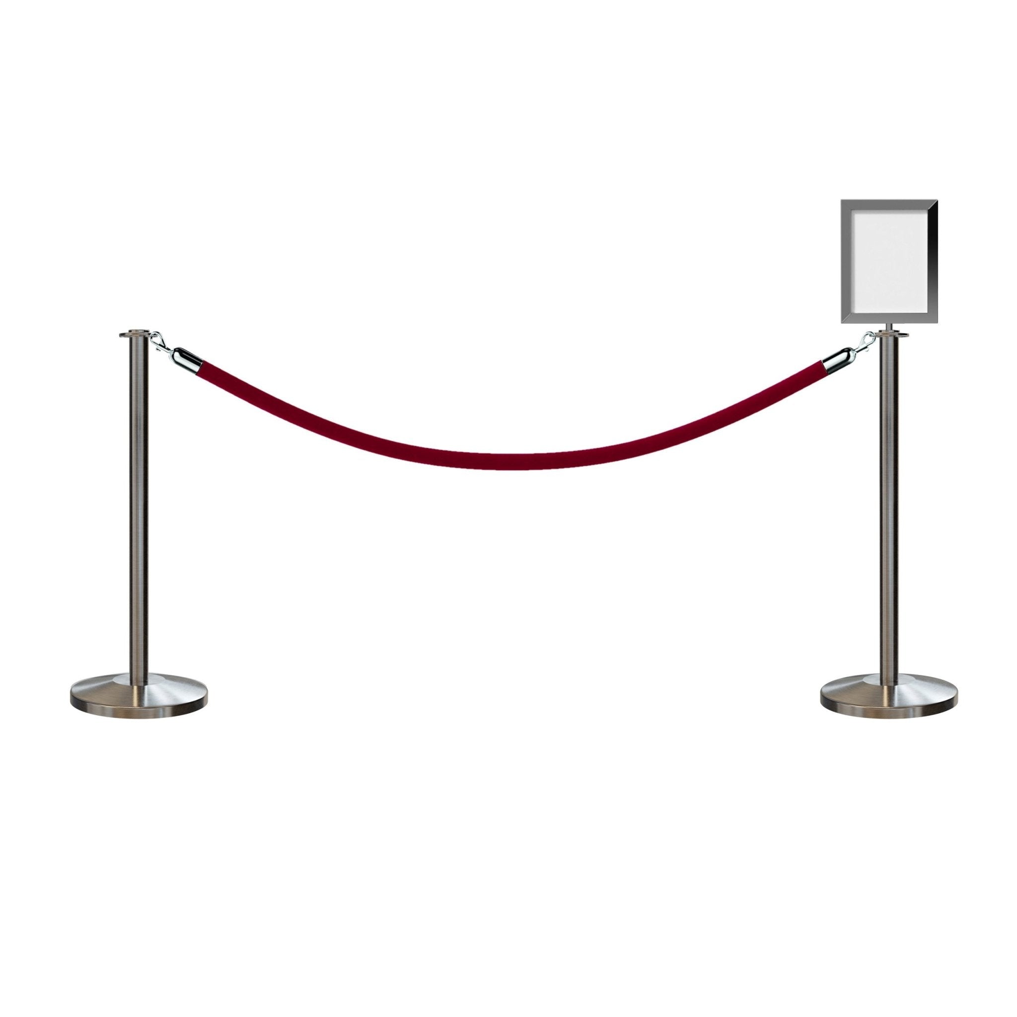 Flat Top Post and Rope Stanchion Kit with Sign Frame - Montour Line - Crowd Control Warehouse