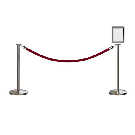 Flat Top Post and Rope Stanchion Kit with Sign Frame - Montour Line - Crowd Control Warehouse