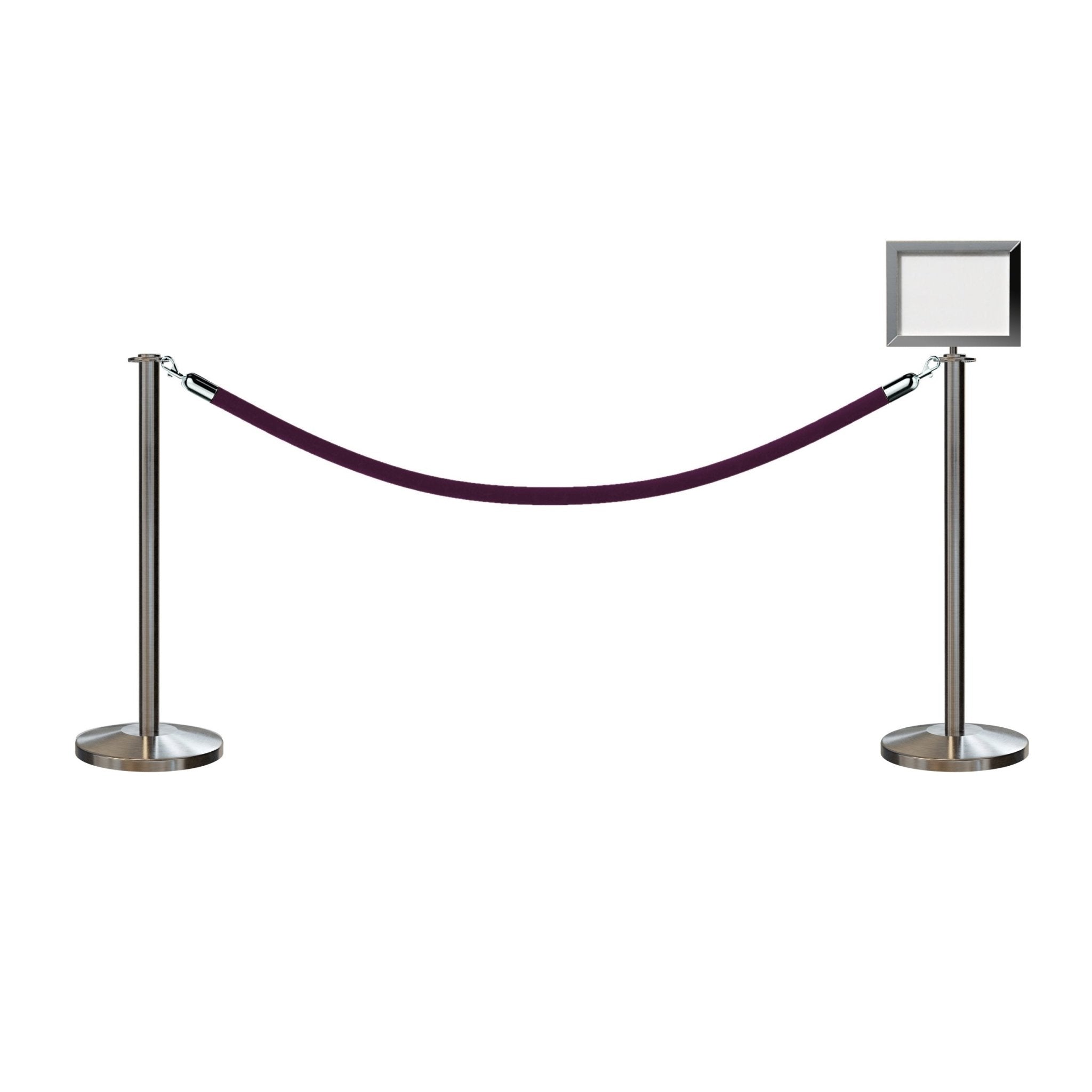 Flat Top Post and Rope Stanchion Kit with Sign Frame - Montour Line - Crowd Control Warehouse