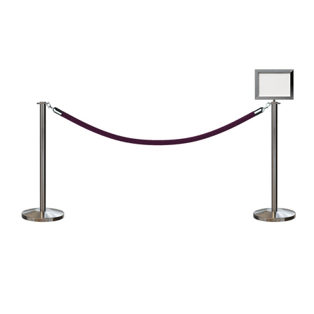 Flat Top Post and Rope Stanchion Kit with Sign Frame - Montour Line - Crowd Control Warehouse