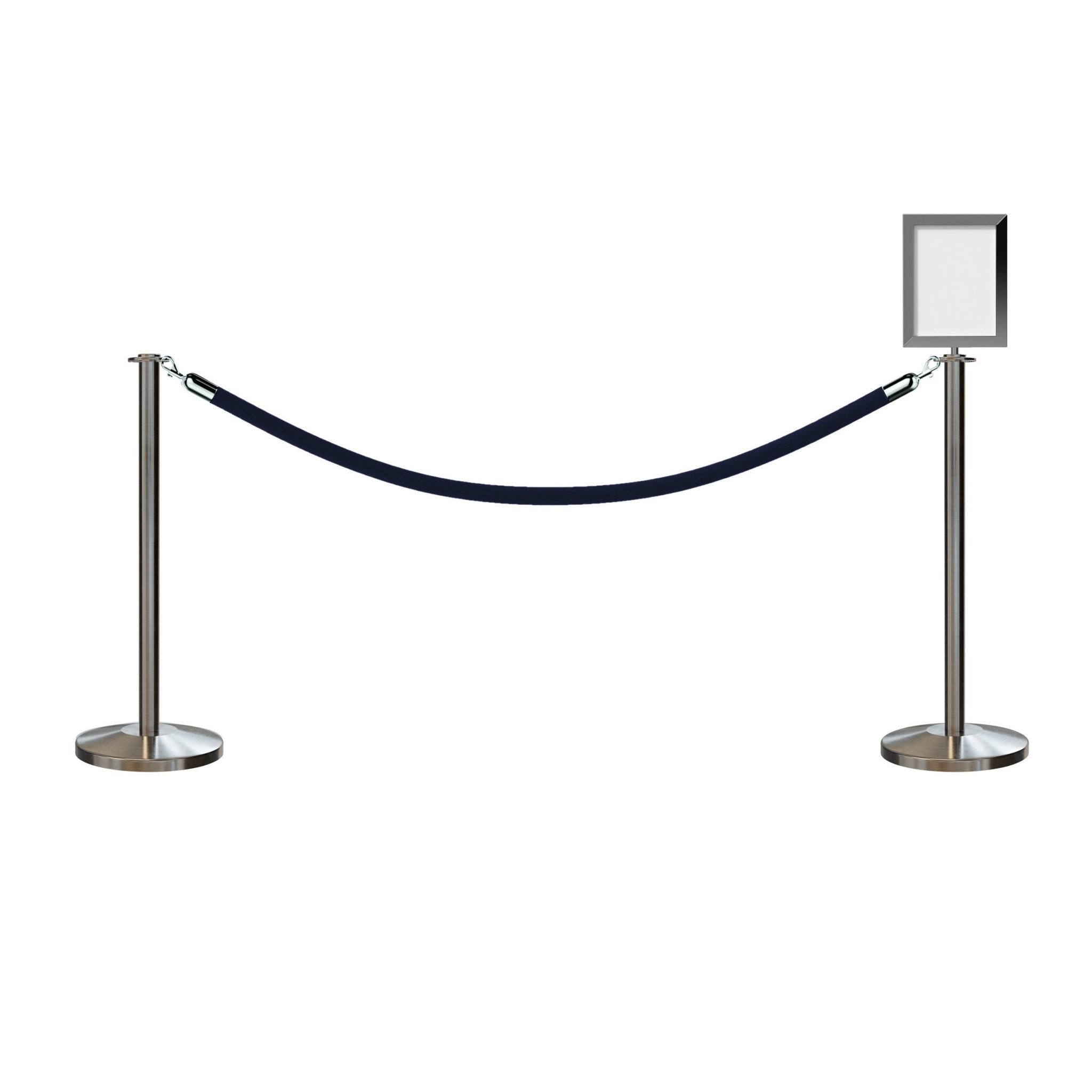 Flat Top Post and Rope Stanchion Kit with Sign Frame - Montour Line - Crowd Control Warehouse