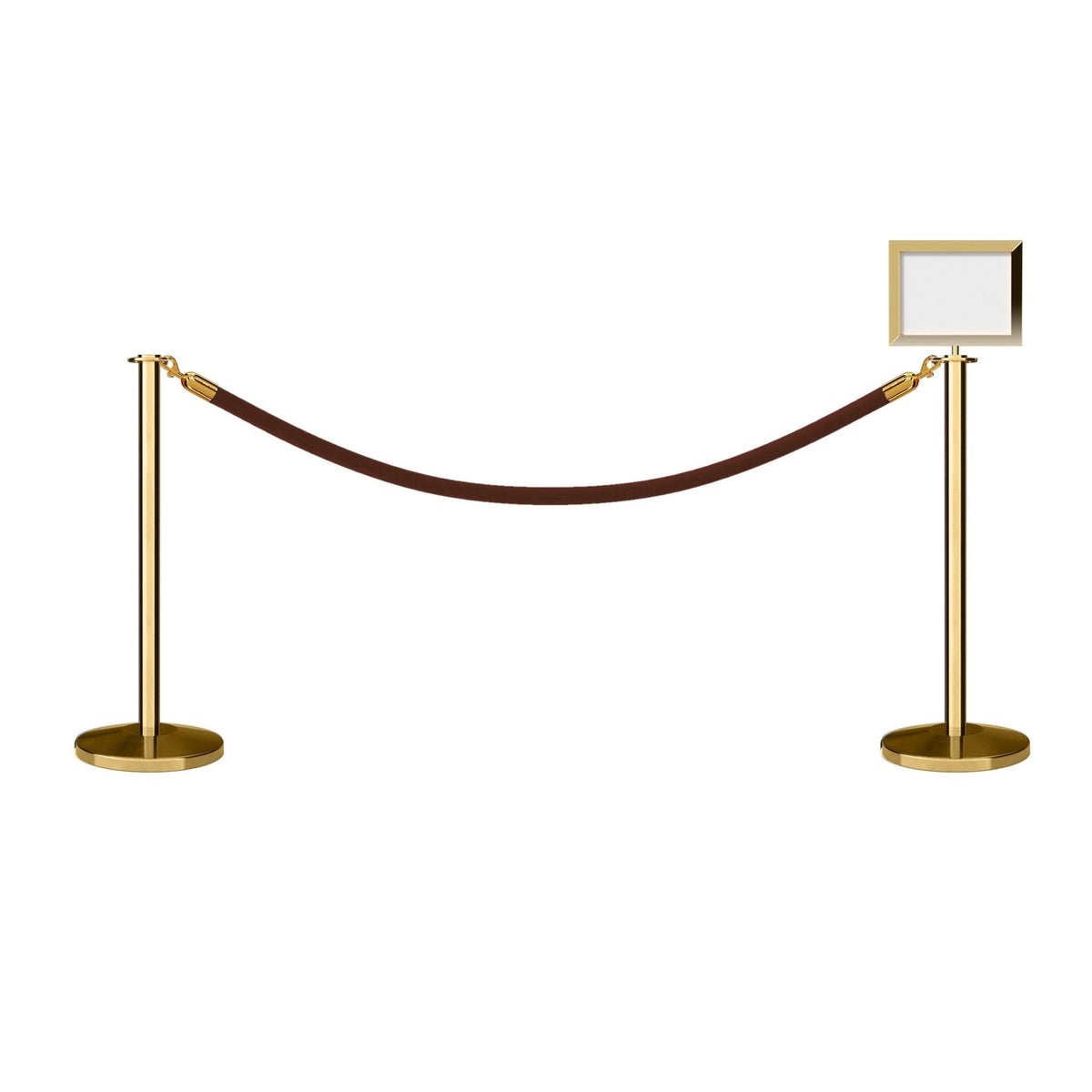 Flat Top Post and Rope Stanchion Kit with Sign Frame - Montour Line - Crowd Control Warehouse