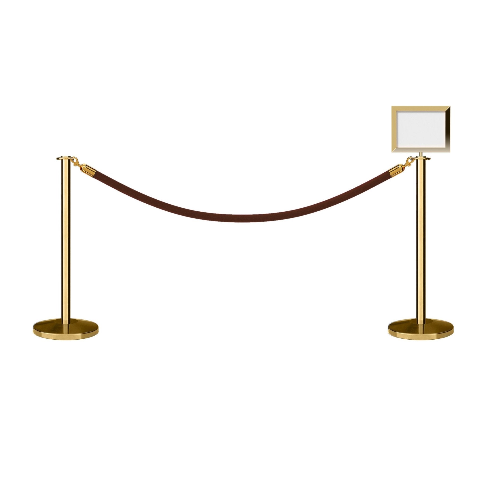 Flat Top Post and Rope Stanchion Kit with Sign Frame - Montour Line - Crowd Control Warehouse