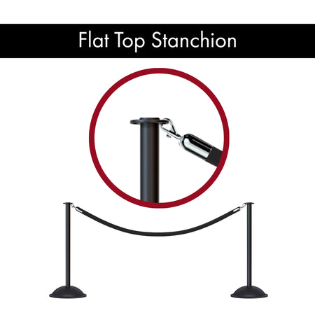 Flat Top Post and Rope Stanchion with Dome Base - Montour Line CDLine - Crowd Control Warehouse