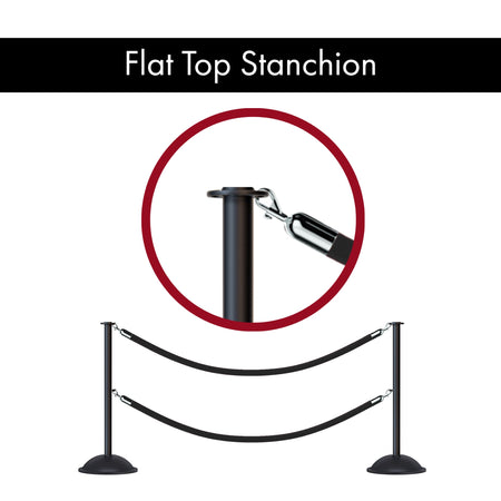 Flat Top Post and Rope Stanchion with Dome Base - Montour Line CDLineD - Crowd Control Warehouse