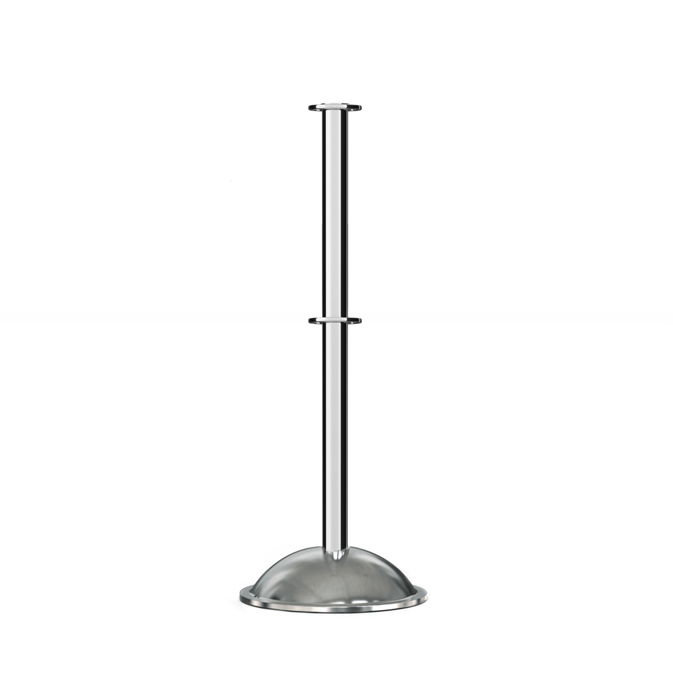 Flat Top Post and Rope Stanchion with Dome Base - Montour Line CDLineD - Crowd Control Warehouse