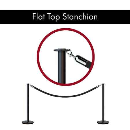 Flat Top Post and Rope Stanchion with Roller Base - Montour Line CELine - Crowd Control Warehouse
