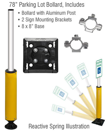 78" Flexible Sign Post with Yellow Bollard & Brackets