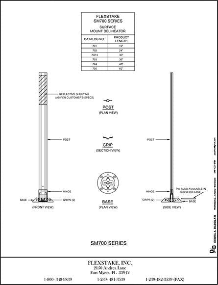 Flexstake SM 700 Series Surface Mount Delineator Posts - Crowd Control Warehouse