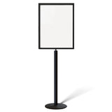 Floor Standing Sign Frame, Black Post, Steel Low Profile Base - Crowd Control Warehouse