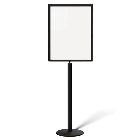 Floor Standing Sign Frame, Black Post, Steel Low Profile Base - Crowd Control Warehouse