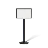 Floor Standing Sign Frame, Black Post, Steel Low Profile Base - Crowd Control Warehouse