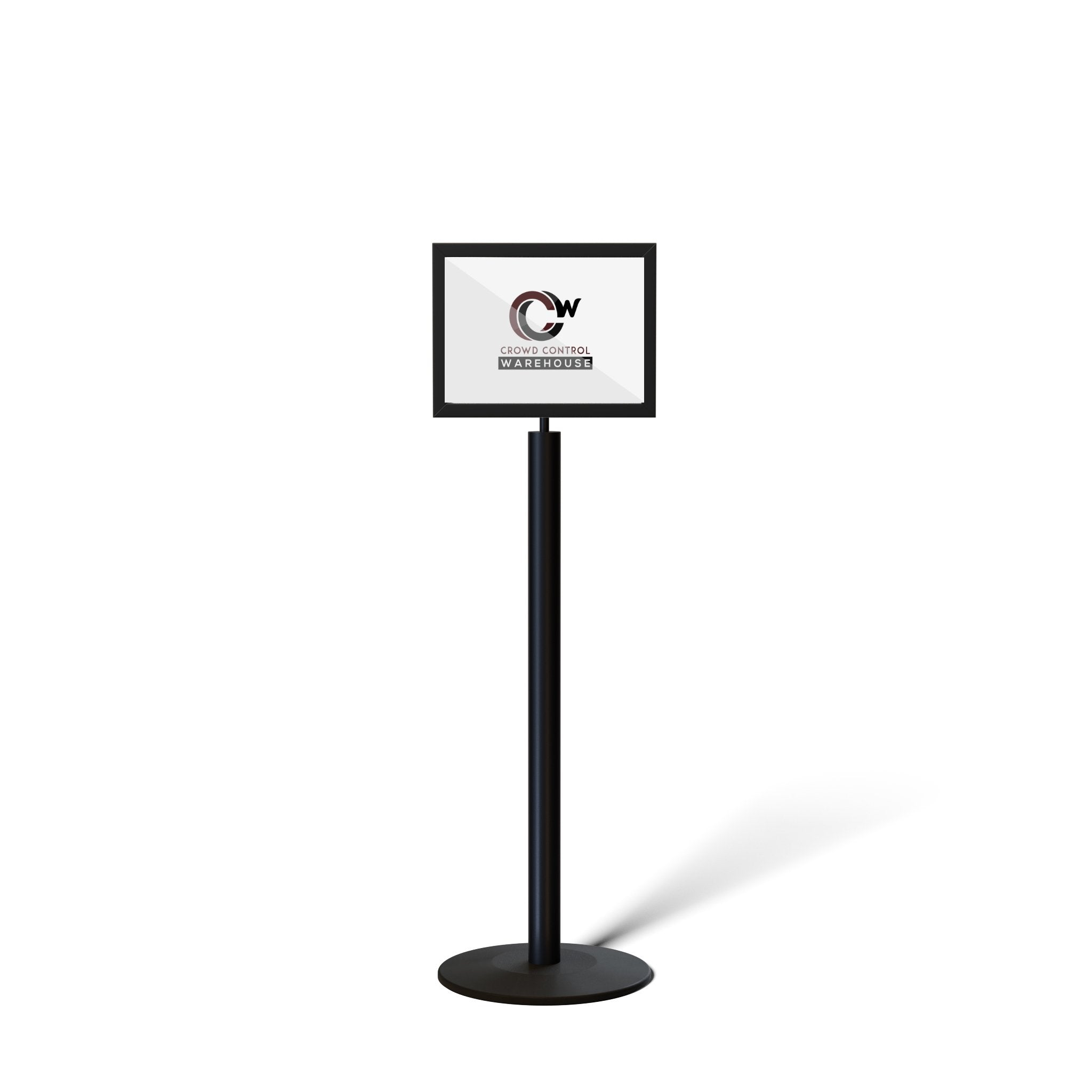 Floor Standing Sign Frame, Black Post, Steel Low Profile Base – Crowd ...