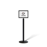 Floor Standing Sign Frame, Black Post, Steel Low Profile Base - Crowd Control Warehouse