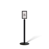 Floor Standing Sign Frame, Black Post, Steel Low Profile Base - Crowd Control Warehouse