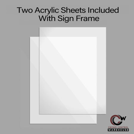 Floor Standing Sign Frame, Black Post, Steel Low Profile Base - Crowd Control Warehouse