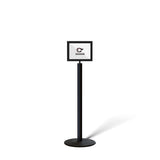 Floor Standing Sign Frame, Black Post, Steel Low Profile Base - Crowd Control Warehouse