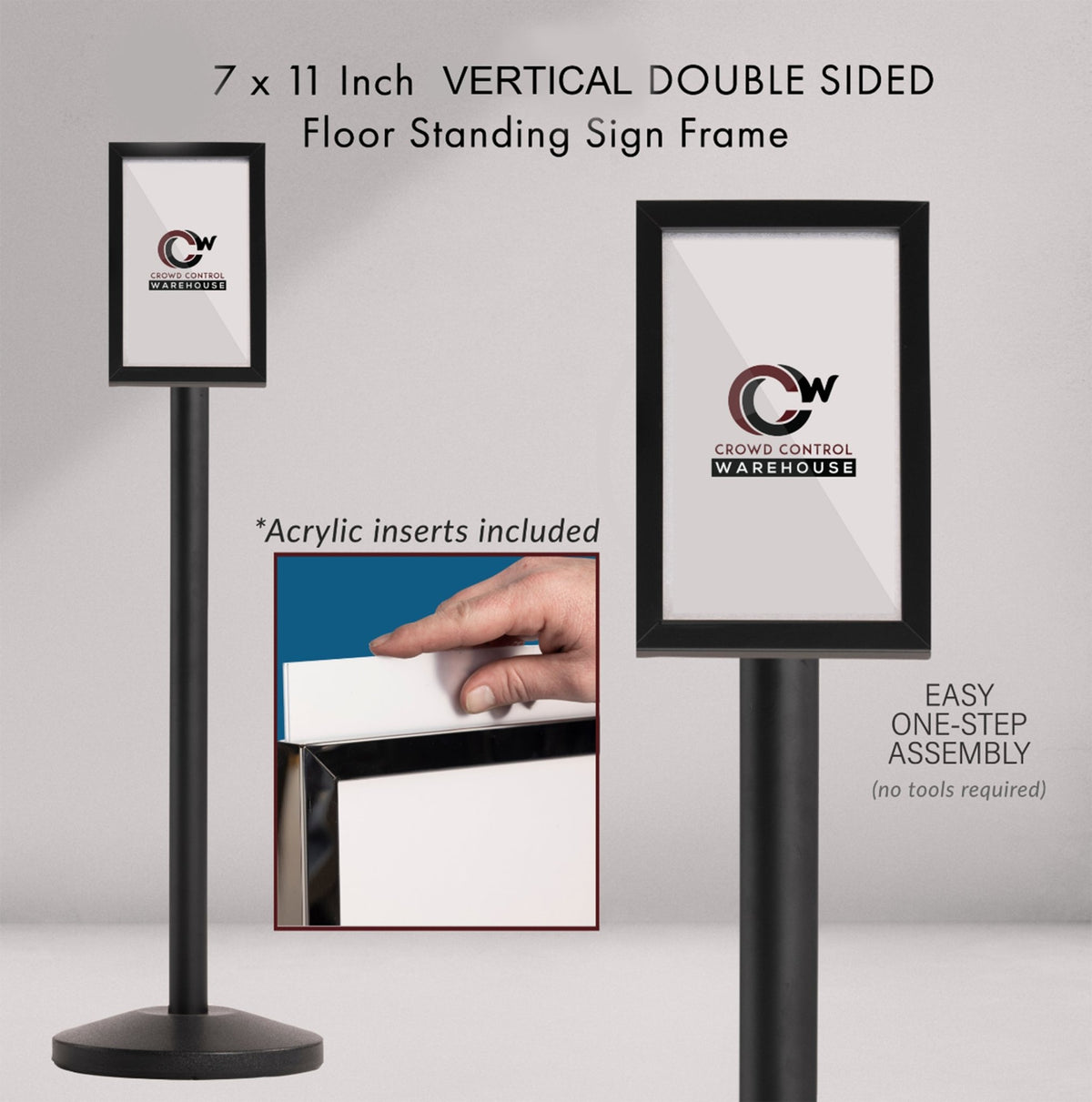 Floor Standing Sign Frame with Sloped Base - CCW Series SFFS - 100 - Crowd Control Warehouse