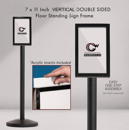 Floor Standing Sign Frame with Sloped Base - CCW Series SFFS - 100 - Crowd Control Warehouse