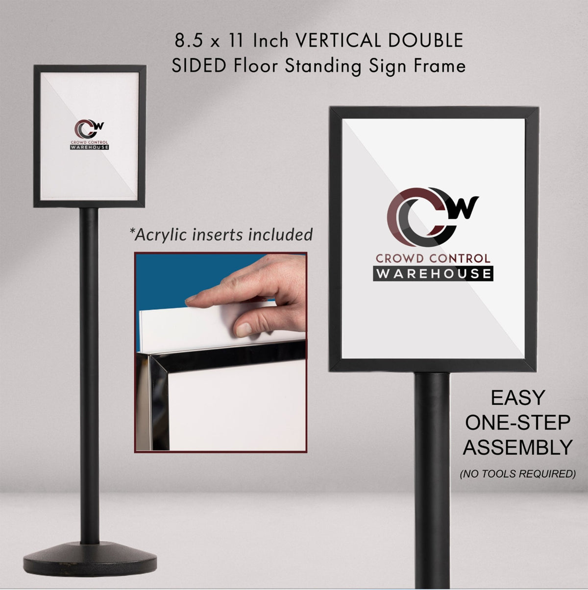 Floor Standing Sign Frame with Sloped Base - CCW Series SFFS - 100 - Crowd Control Warehouse
