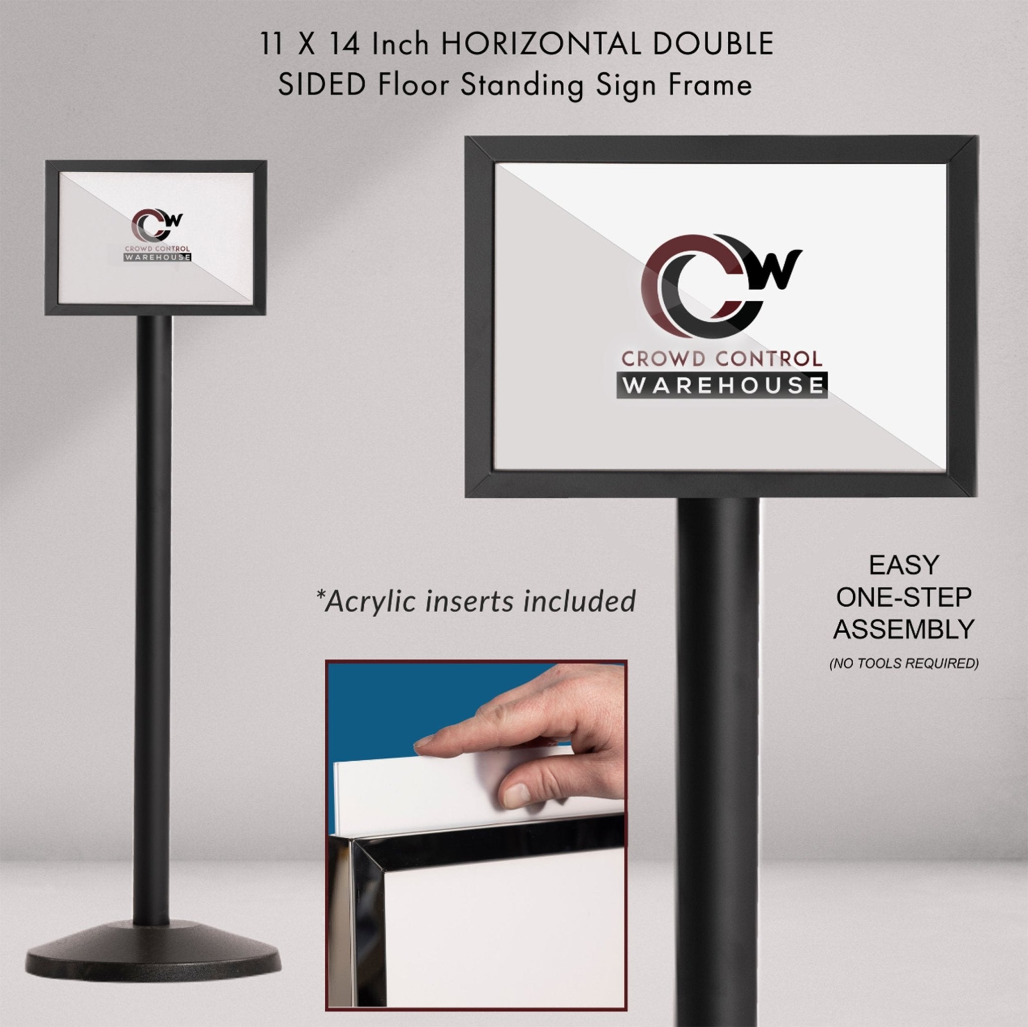 Floor Standing Sign Frame with Sloped Base - CCW Series SFFS - 100 - Crowd Control Warehouse