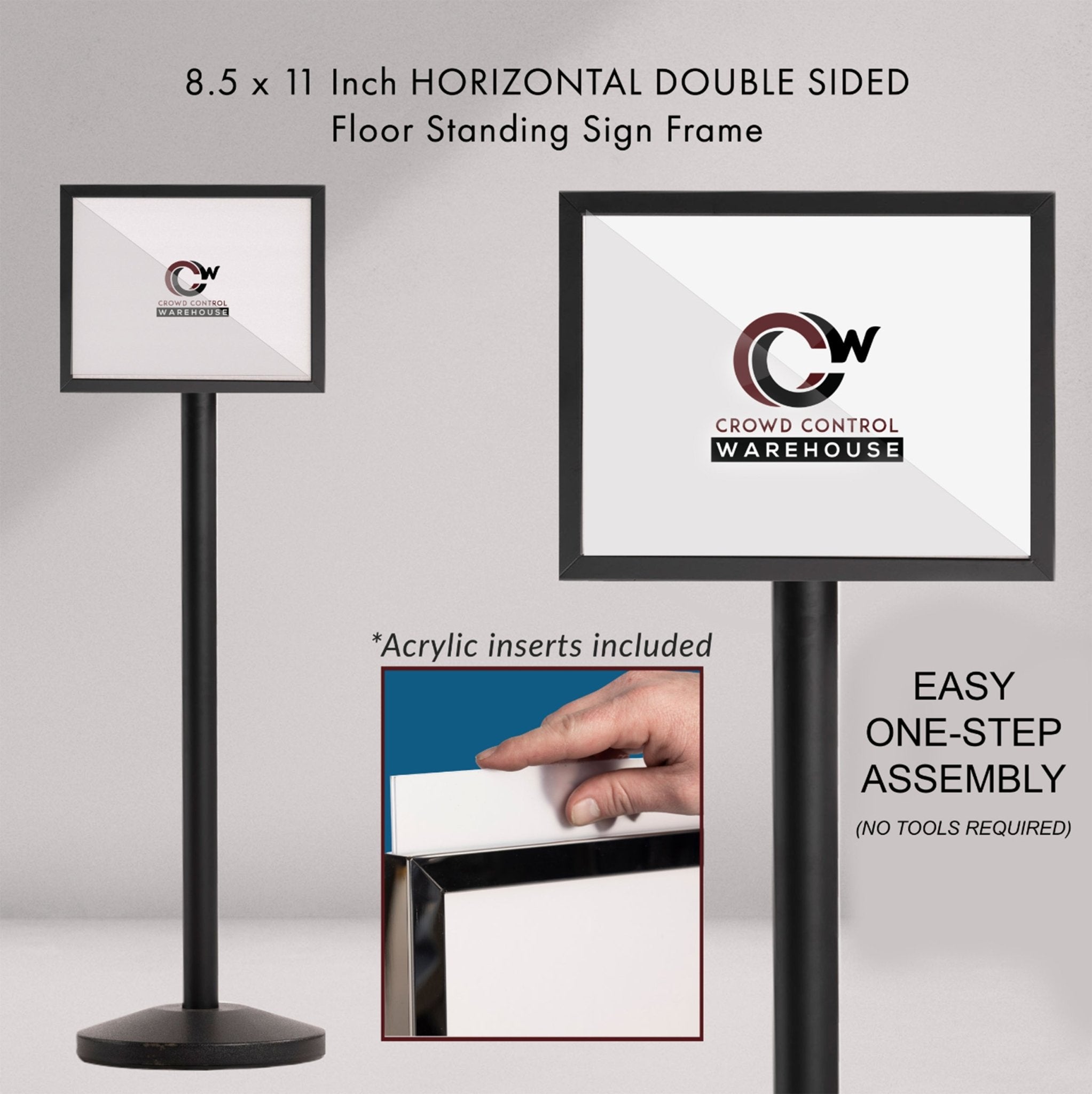 Floor Standing Sign Frame with Sloped Base - CCW Series SFFS - 100 - Crowd Control Warehouse