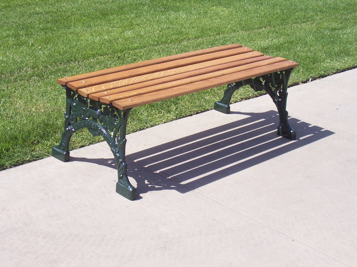 Floral Wood Backless Park Bench - 48 In. - Crowd Control Warehouse