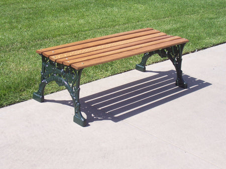 Floral Wood Backless Park Bench - 48 In. - Crowd Control Warehouse