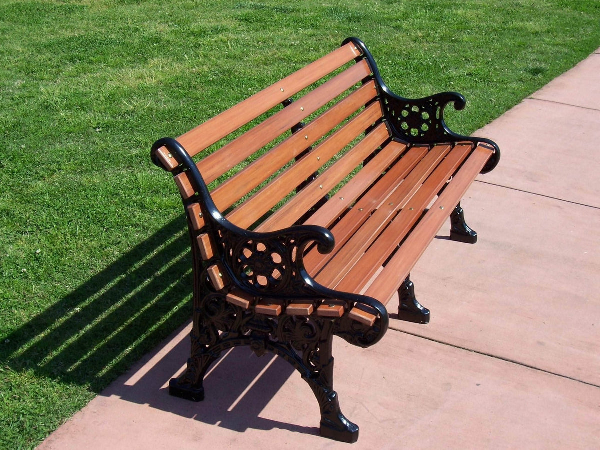 Floral Wood Park Bench - 48 In. - Crowd Control Warehouse