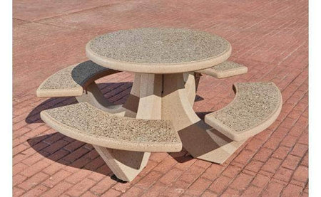 Four Bench Round Concrete Picnic Table - Crowd Control Warehouse