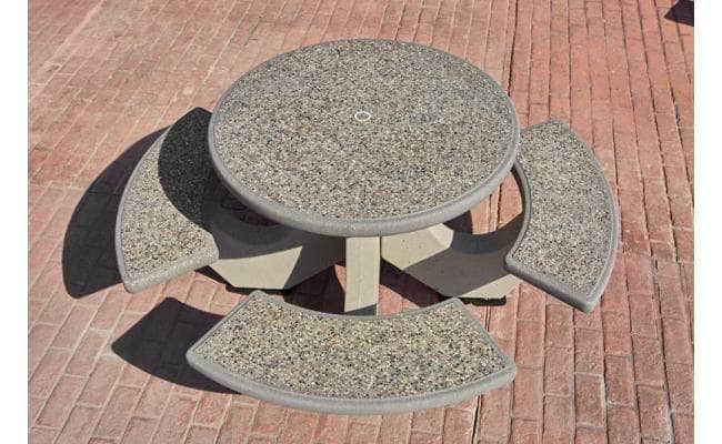 Four Bench Round Concrete Picnic Table - Crowd Control Warehouse