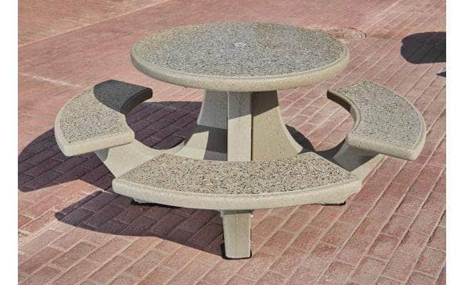 Four Bench Round Concrete Picnic Table - Crowd Control Warehouse