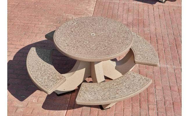 Four Bench Round Concrete Picnic Table - Crowd Control Warehouse