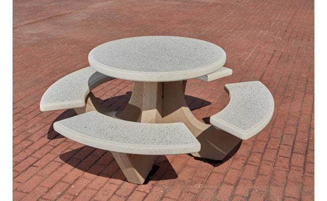 Four Bench Round Concrete Picnic Table - Crowd Control Warehouse