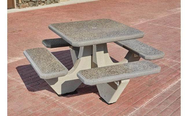 Four Bench Square Concrete Picnic Table - Crowd Control Warehouse