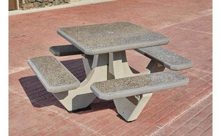 Four Bench Square Concrete Picnic Table - Crowd Control Warehouse