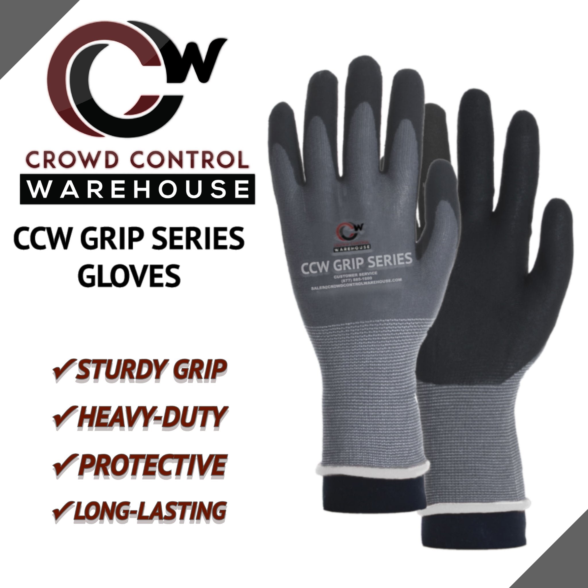Gripping Gloves, Nylon and Spandex Coated - CCW Grip Series - Crowd Control Warehouse