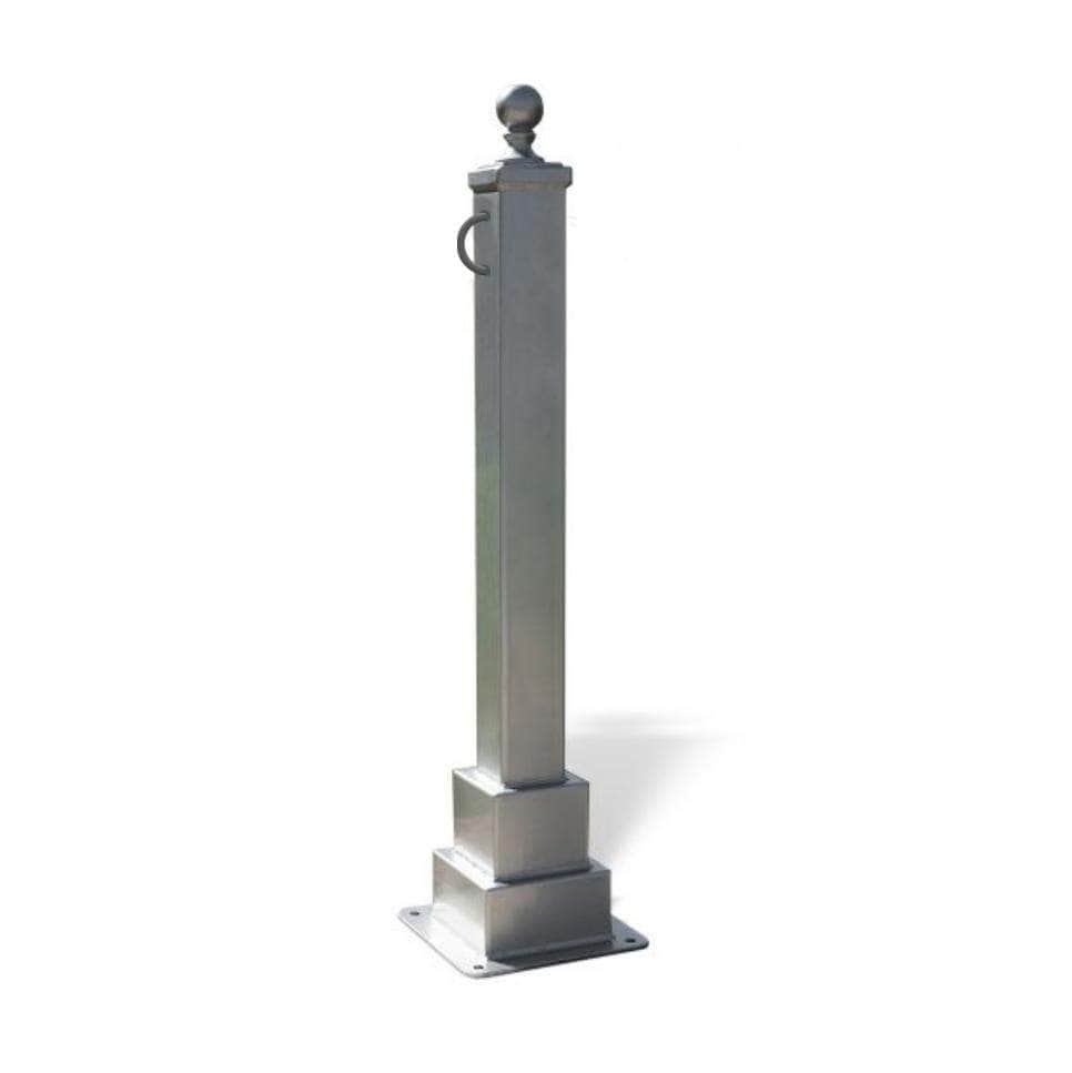 Hampton Square Decorative Bollard - 1 Chain Loop - 4 Ft. - Crowd Control Warehouse